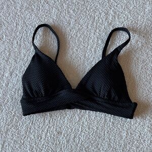 Aerie Black Textured Bikini Top